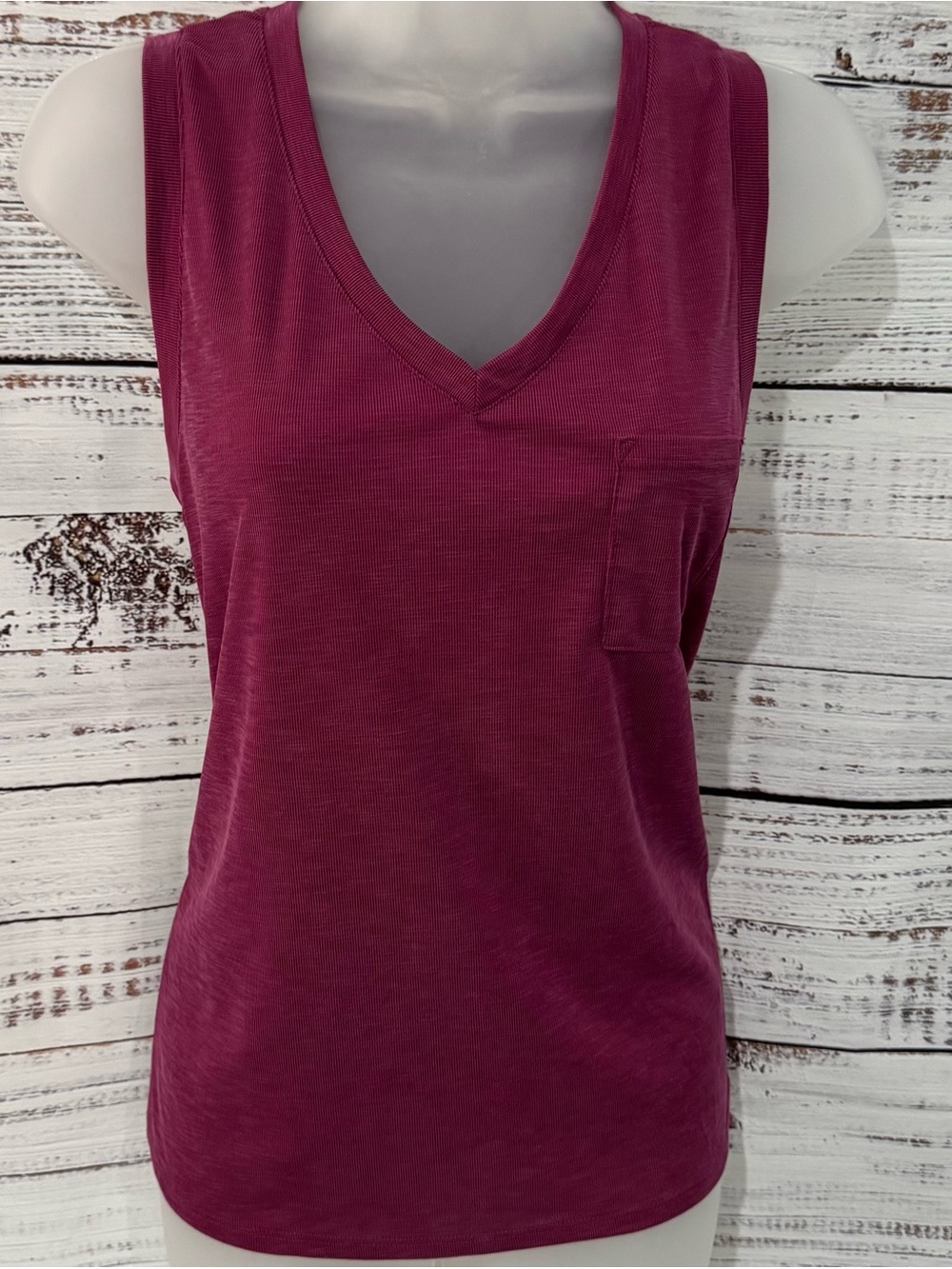 Green Envelope Los Angeles V-Neck Tank Top in Deep Berry